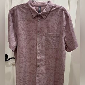 Vuori Men's Patterned Button Down Shirt in dusty rose, size XL